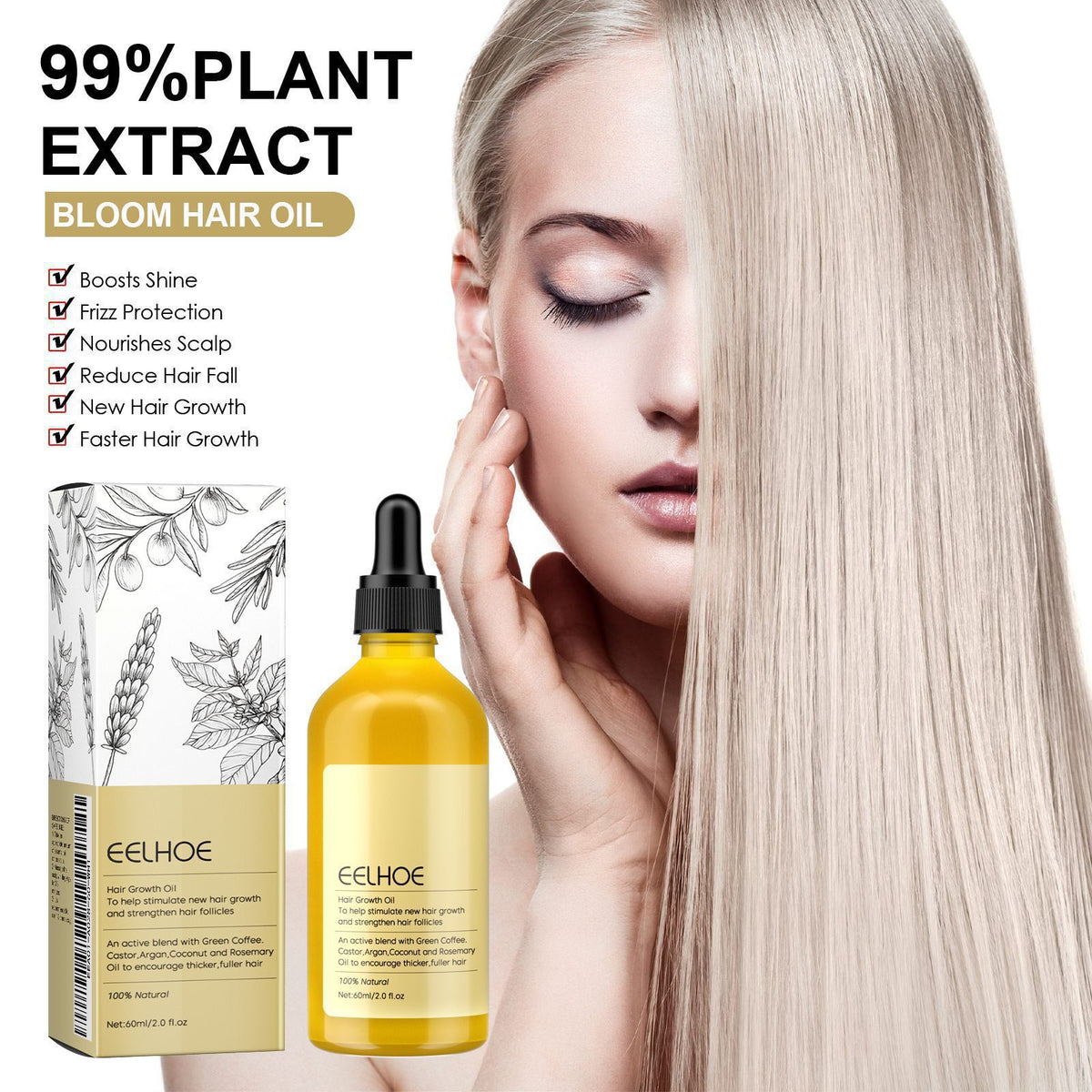 Rosemary Hair Oil for Smooth, Shiny Hair – 60ml