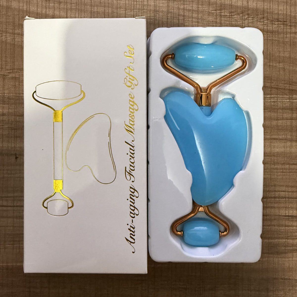 Rose Gold Heart-Shaped Quartz Facial Roller and Gua Sha Massager Set